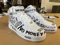 Egyboy Hand Marker Drawing on NIKE AIR FORCE 1 MID / WHITES