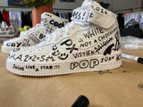 Egyboy Hand Marker Drawing on NIKE AIR FORCE 1 MID / WHITES